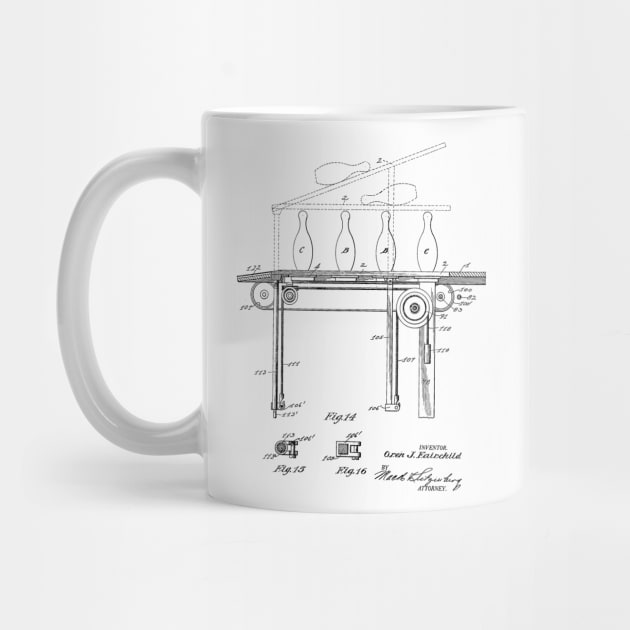 Automatic Bowling Mechanism Vintage Patent Hand Drawing by TheYoungDesigns